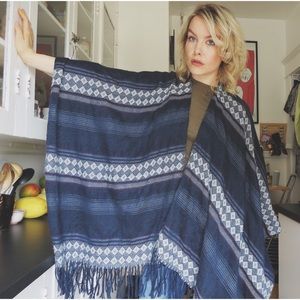 Blue boho poncho
